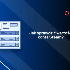 Grafika z ikoną dolara i tekstem "Jak sprawdzić wartość konta Steam?".