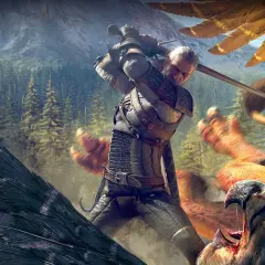 Geralt z Rivii walczy z potworami w lesie, zapowiada się wiedzmin 1 remake.
