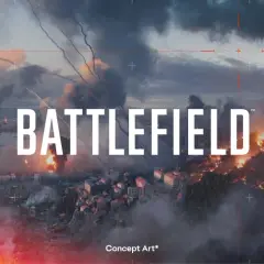 Scena z gry Battlefield 7: miasto w ogniu, dym, helikoptery i okręty na morzu.