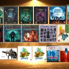Kolekcja gier planszowych, w tym "Aeon's End", "Kinfire Delve" i "Primal", idealnych do emocjonujących rozgrywek w stylu **gier esportowych**.