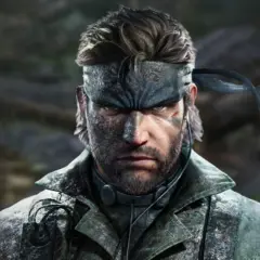 Twarz Big Bossa z gry Metal Gear Solid V, stworzona w silniku Fox Engine. Widać jego charakterystyczną opaskę i kamuflaż.