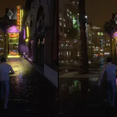 Porównanie grafiki GTA 5: "Normal" vs "Enhanced". Lepsza jakość obrazu i detali, gdy spełnione są gta 5 wymagania.