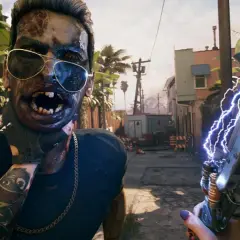 Zombi w okularach przeciwsłonecznych i z tatuażami, trzymający broń zasilaną elektrycznością. Czy to zapowiedź **Dead Island 2 crossplay**?