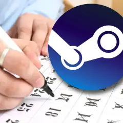 Ręka zaznacza datę na kalendarzu, symbolizując oczekiwanie na **Steam przeceny**.