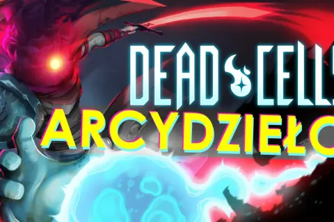 Postać z gry Dead Cells, arcydzieło gatunku rogue like, trzymająca niebieską kulę energii.