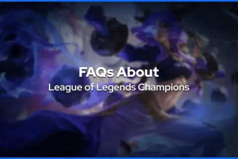 Postacie w LoLu: ile ich jest? Grafika przedstawia tytuł "FAQs About League of Legends Champions" na tle magicznej postaci.