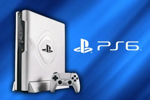 Biała konsola PS6 z kontrolerem i logo. Premiera PS6 już wkrótce!