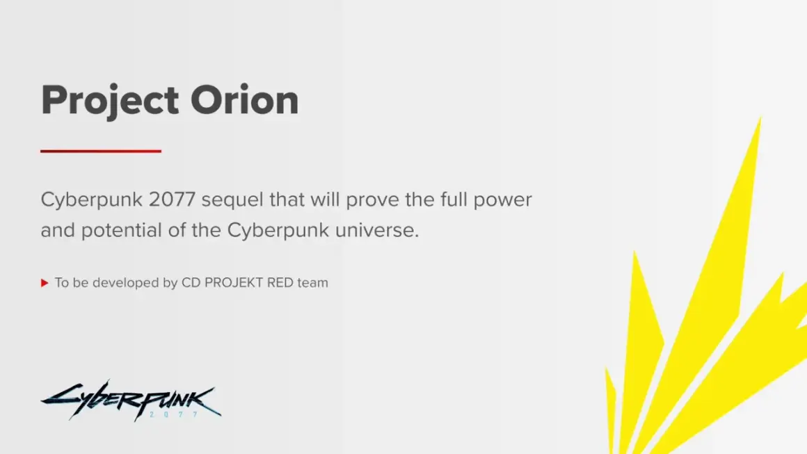 Project Orion, sequel do Cyberpunk 2077, rozwinie potencjał uniwersum. Tworzone przez CD PROJEKT RED.