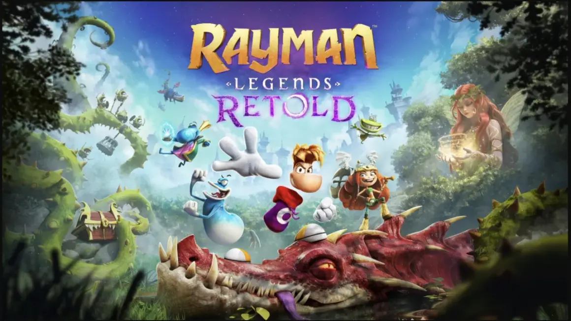Rayman i jego przyjaciele walczą ze smokiem w świecie Rayman Legends Retold.