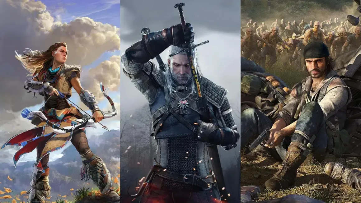 Aloy z łukiem, Geralt z mieczem i Deacon z pistoletem – bohaterowie epickich gier z otwartym światem.