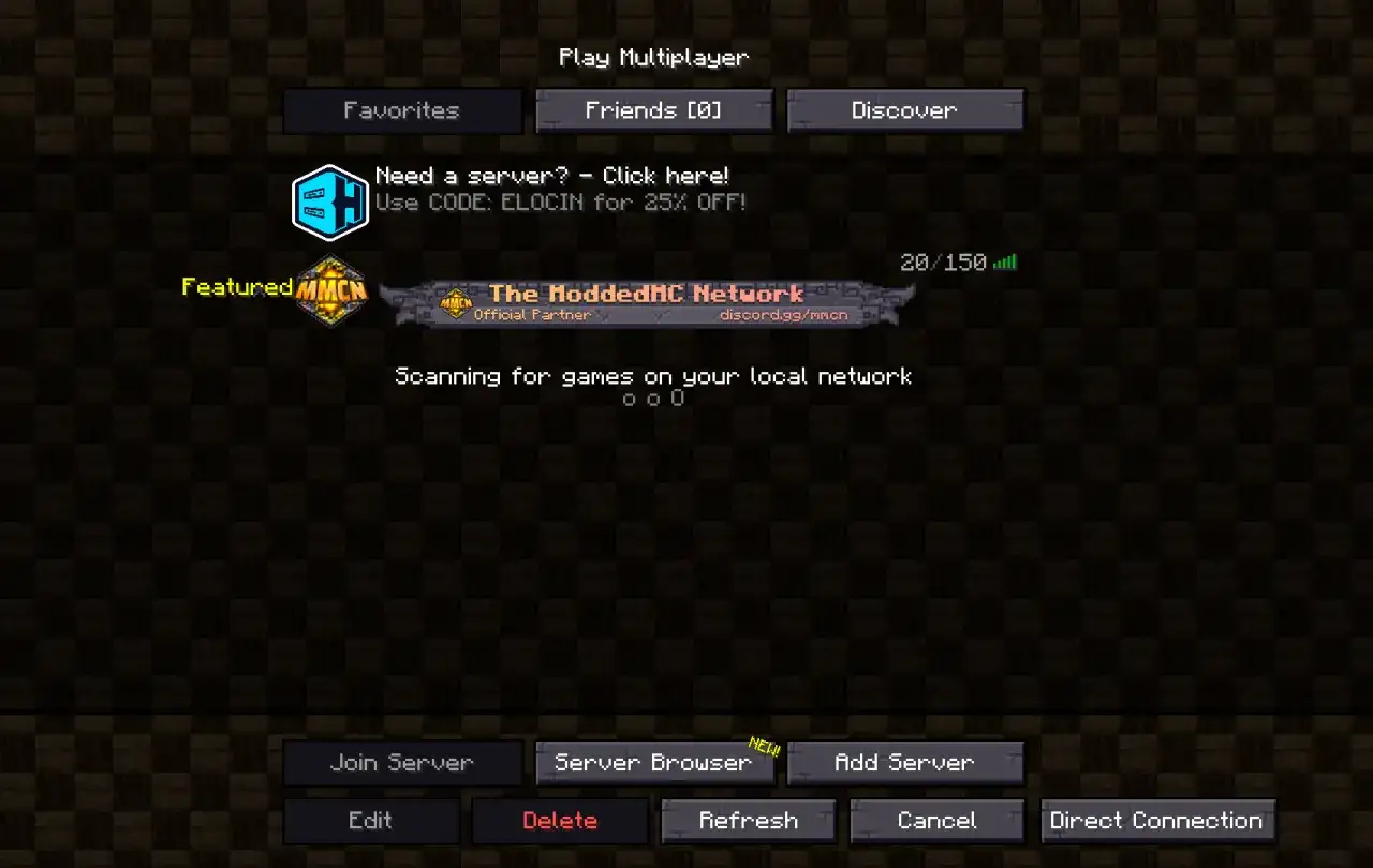 Ekran gry Minecraft z opcją 
