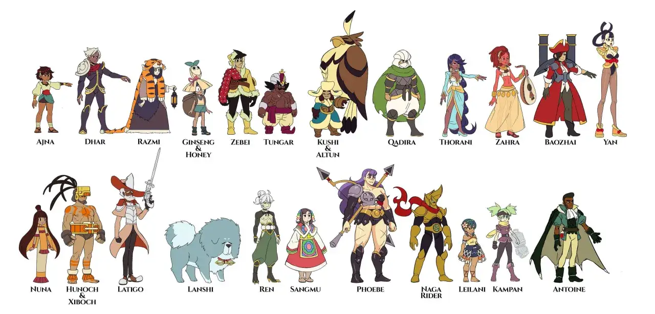 Postacie z gry RPG: Ajna, Dhar, Razmi, Ginseng & Honey, Zebai, Túngar, Kushi & Altun, Qadira, Thorani, Zahra, Baozhai, Yan, Nuna, Hunoch & Xiboch, Latigo, Lanshi, Ren, Sangmu, Phoebe, Naga Rider, Leilani, Kampan, Antoine.