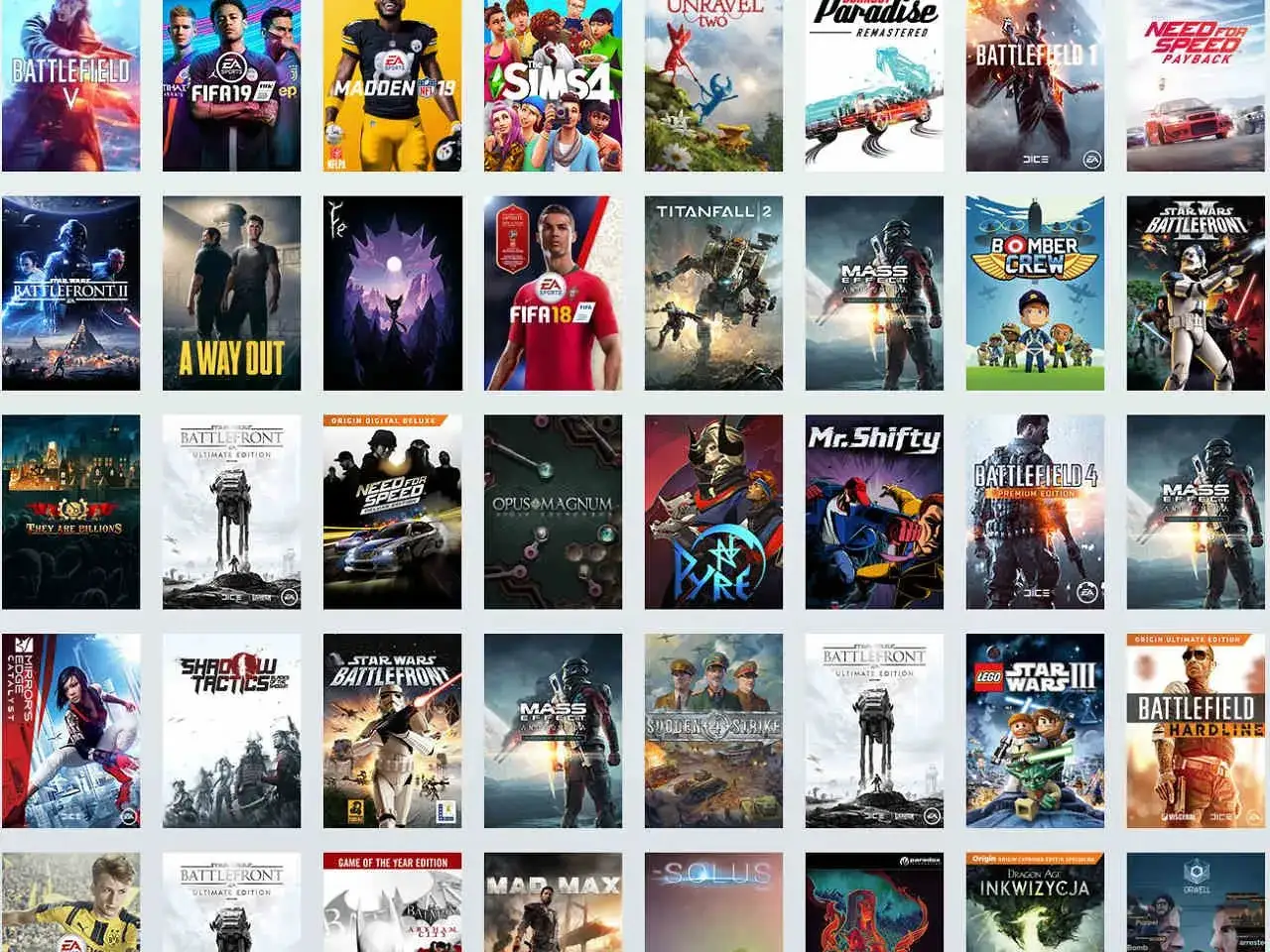 EA Play: jakie gry? Zobacz okładki Battlefield, FIFA, Mass Effect, Star Wars Battlefront, The Sims 4 i wiele innych tytułów.
