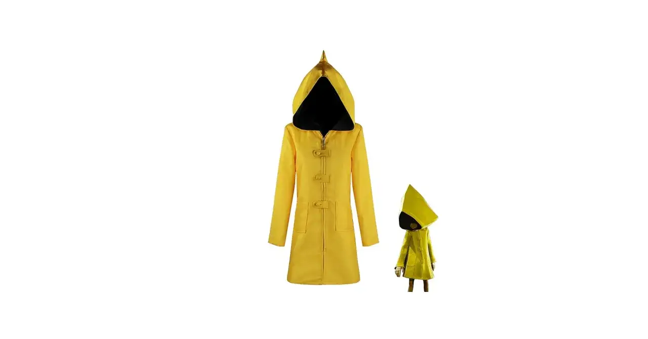 Żółty płaszcz i mała figurka w tym samym stroju, jak u bohaterki Little Nightmares Six.