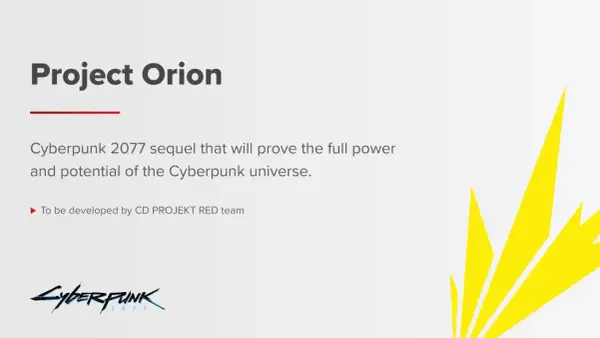Project Orion, sequel do Cyberpunk 2077, rozwinie potencjał uniwersum. Tworzone przez CD PROJEKT RED.