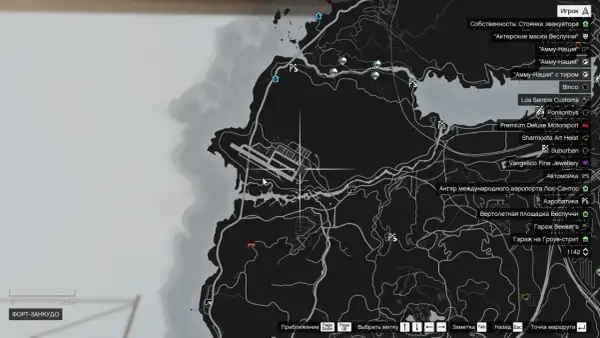Gdzie jest wojsko w GTA 5? Na mapie widać Fort Zancudo, bazę wojskową na zachodzie, niedaleko lotniska.