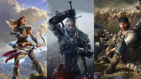 Aloy z łukiem, Geralt z mieczem i Deacon z pistoletem – bohaterowie epickich gier z otwartym światem.
