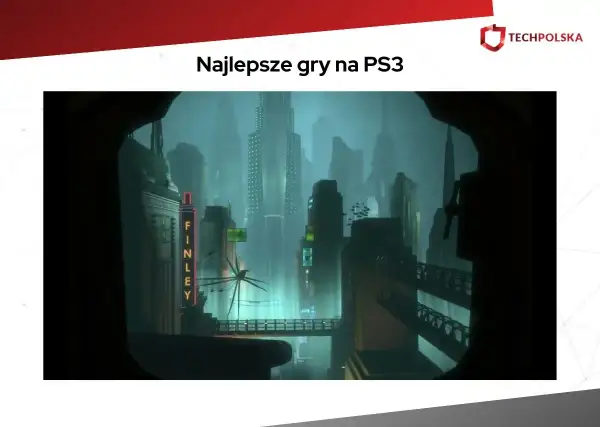 Mroczne, futurystyczne miasto z neonami, przypominające scenerię z najlepszych gier na PS3.