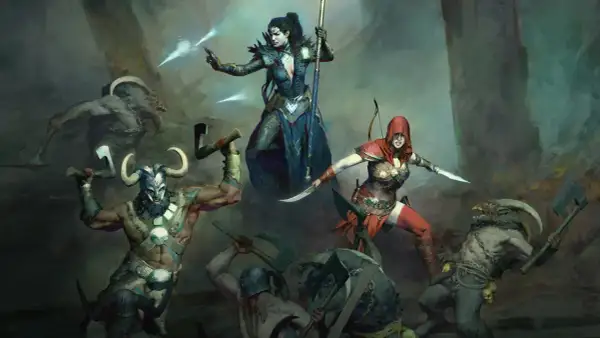 Bohaterowie Diablo 4 walczą z potworami. Niezależnie od platformy, dzięki diablo 4 crossplay, możesz dołączyć do walki!